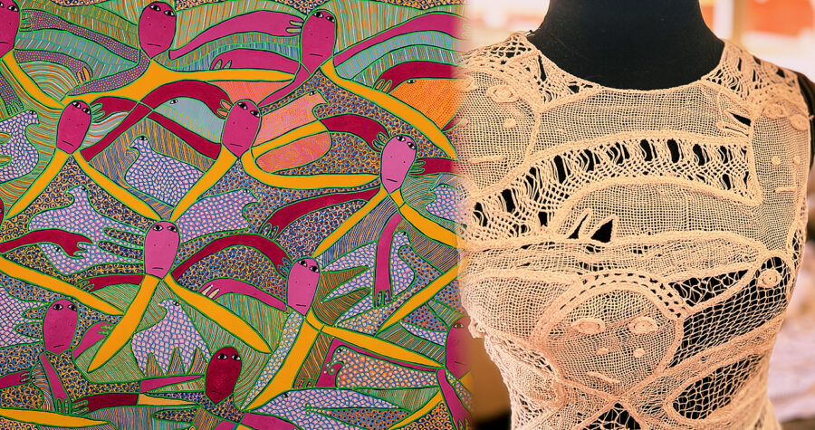 Runway look from Gabriela Hearst Spring 2024 featuring lace inspired by Levoy Exil's Solrou.